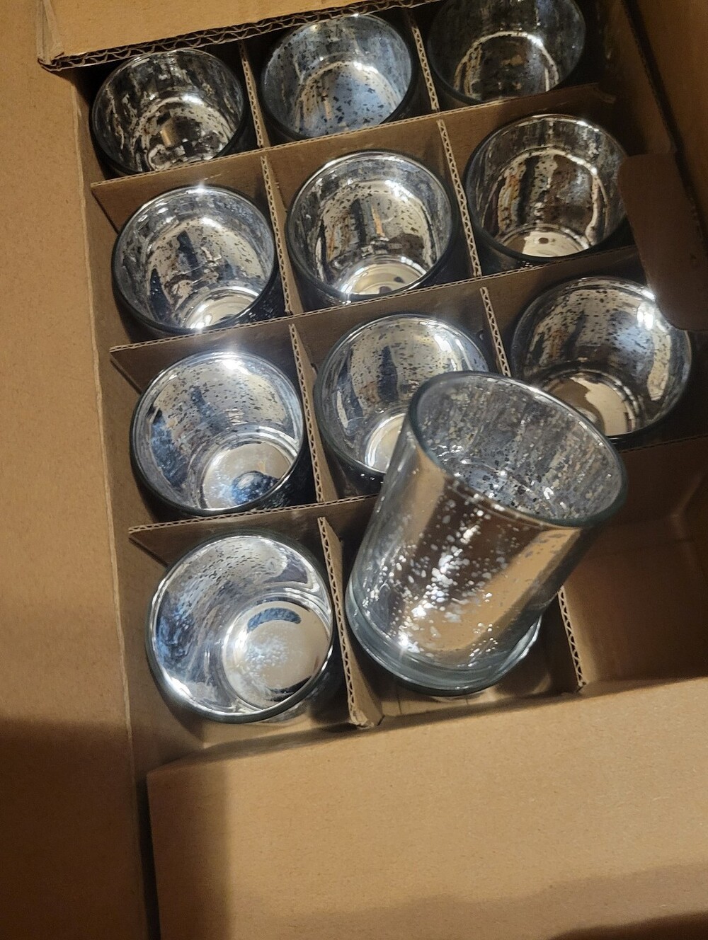 NEW Set 18 Mercurry Glass Silver Votive Cups Glam Wedding Prom Party Decorations